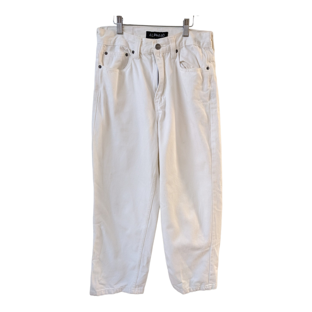 Alpha60 Womens Size Small Straight Leg Jeans White 100% Cotton Mid Rise Pockets